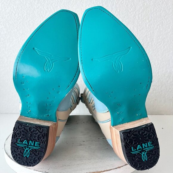 Lane JOLENE Womens Cowboy Boots 6 Blueberry Buttermilk Leather 15" Tall Western - Picture 10 of 13